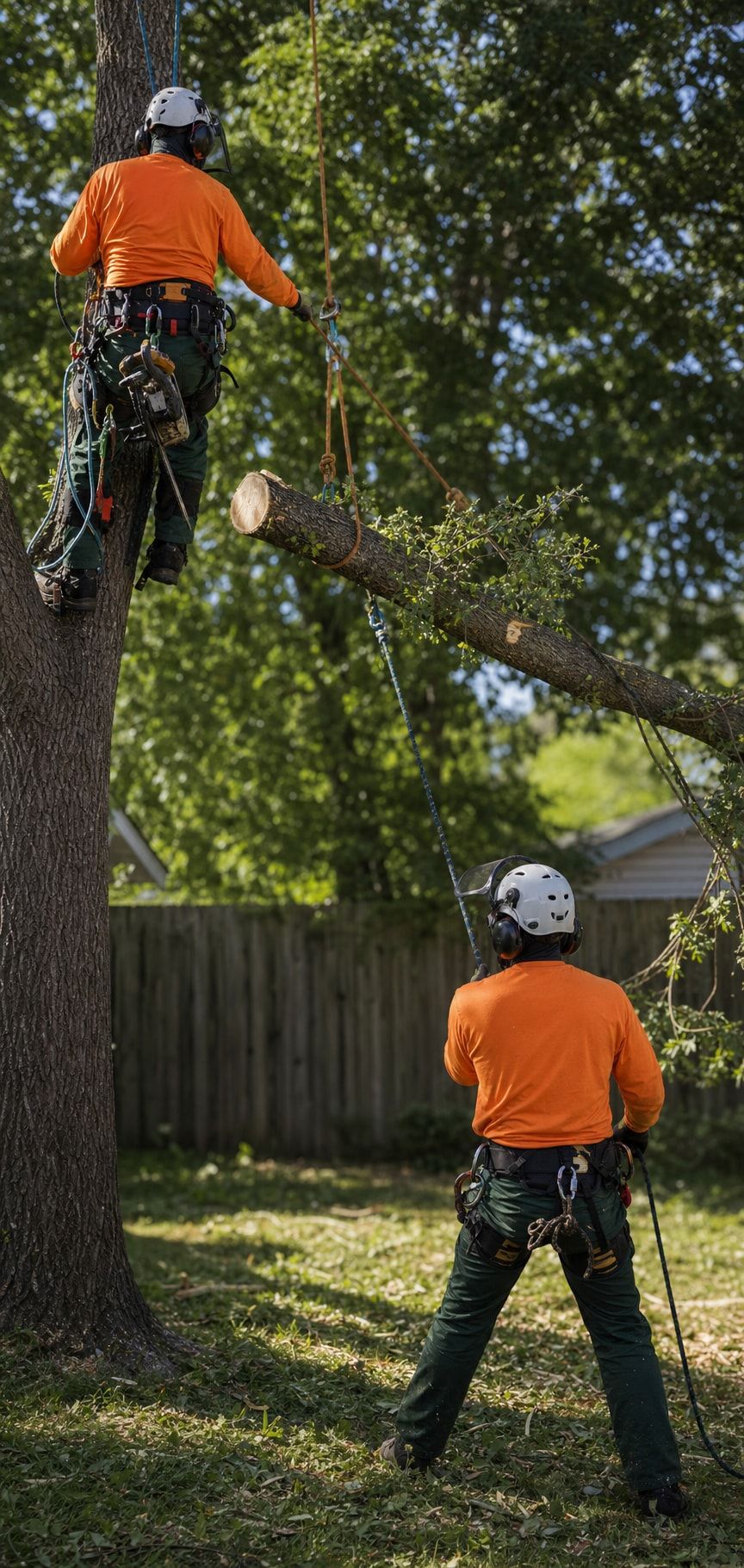 ISA Certified arborists safely removing a tree in Edmonton